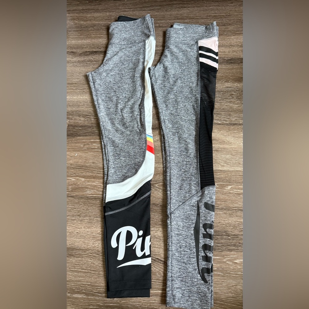 PINK Victoria's Secret Gray and Black Leggings